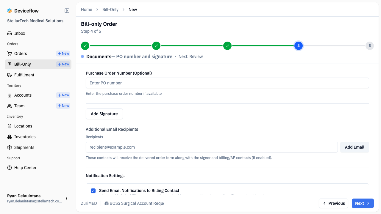 Step 4: Certified order creation