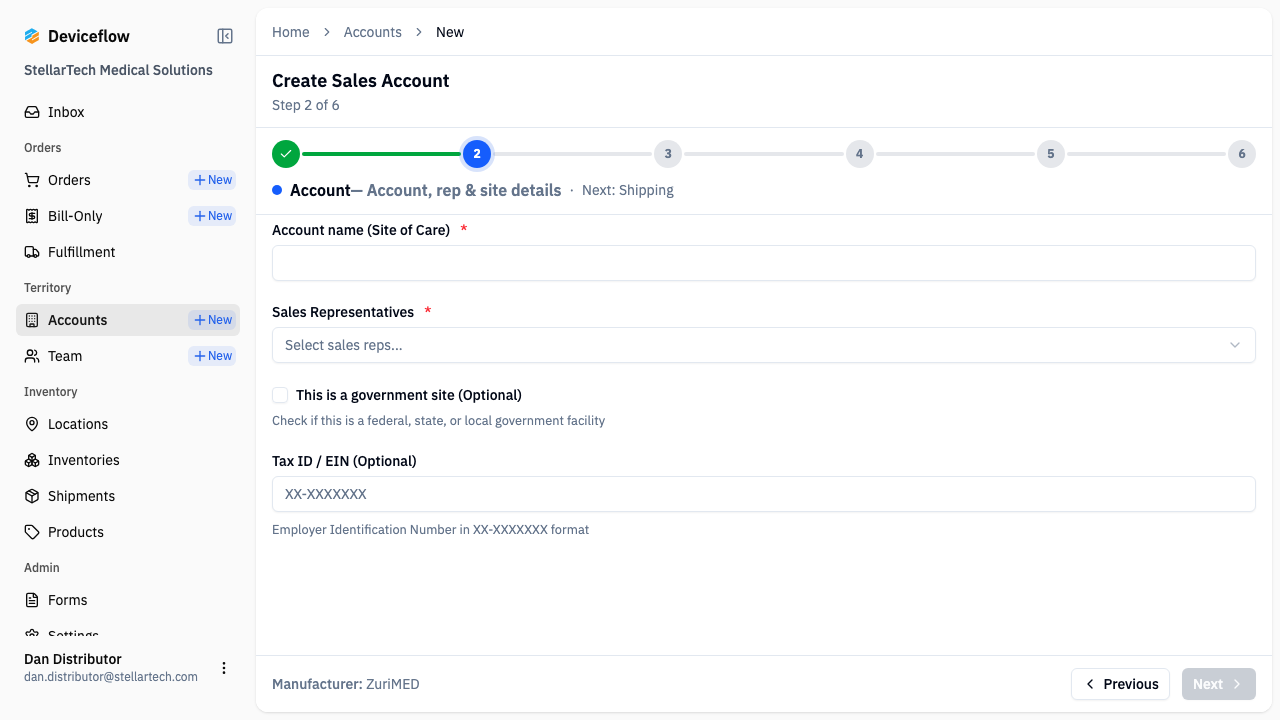 Step 2: Navigate to account creation form