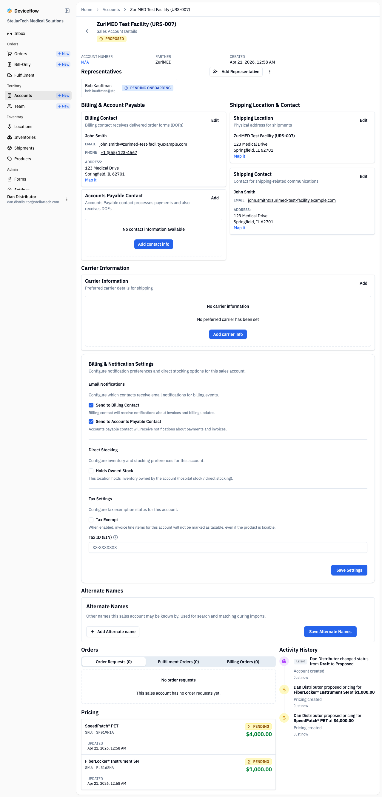 Step 8: Verify account detail page shows all fields