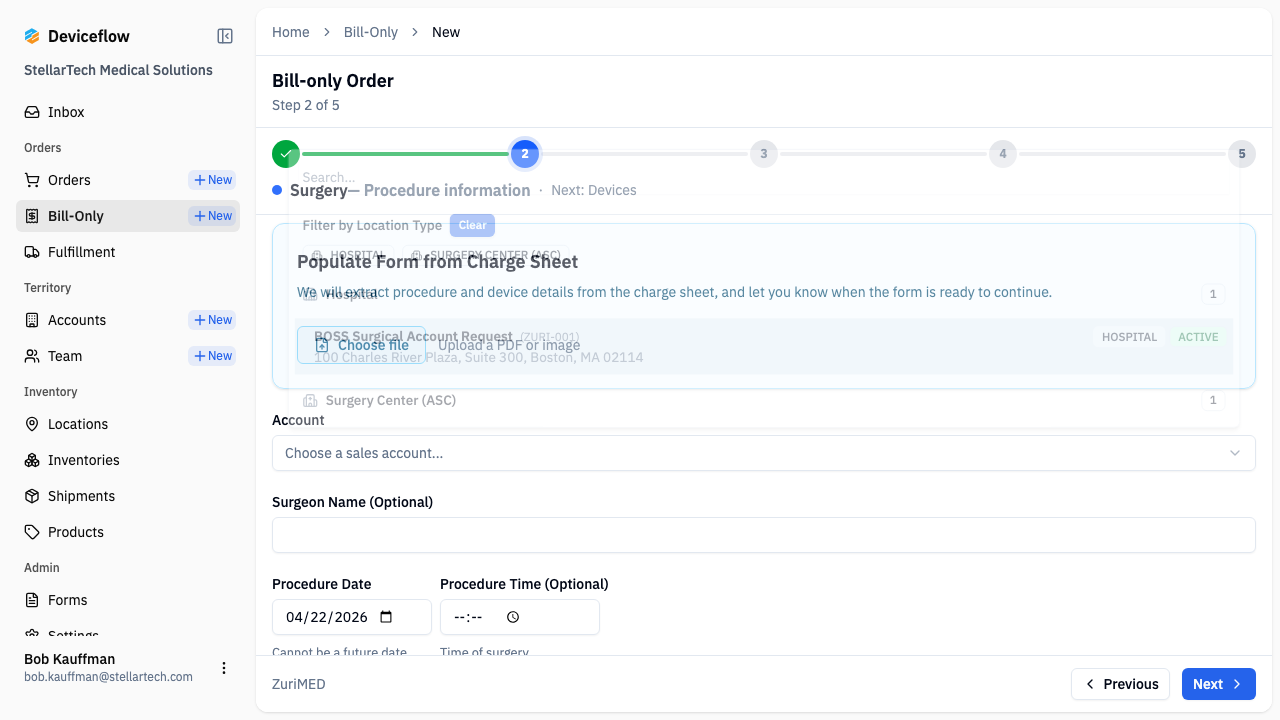 step 03 account dropdown open