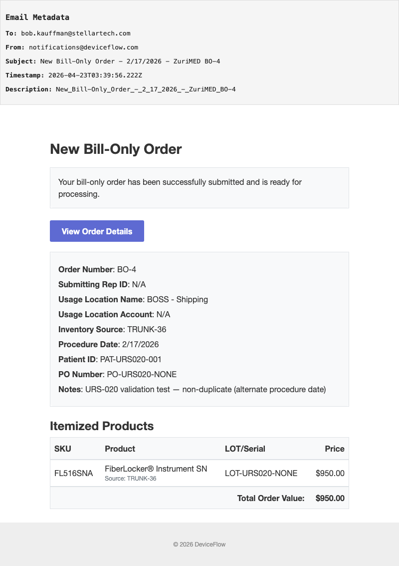 New Bill-Only Order - 2/17/2026 - ZuriMED BO-4