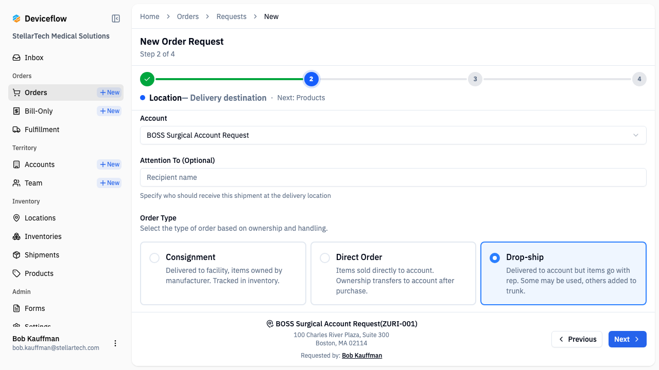 step 02 dropship form