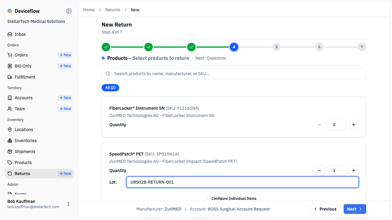 step 02 products selected