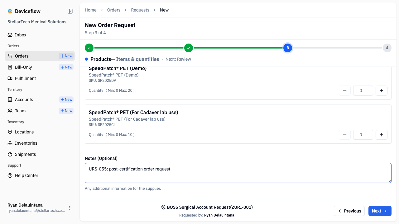 step 06 order request product