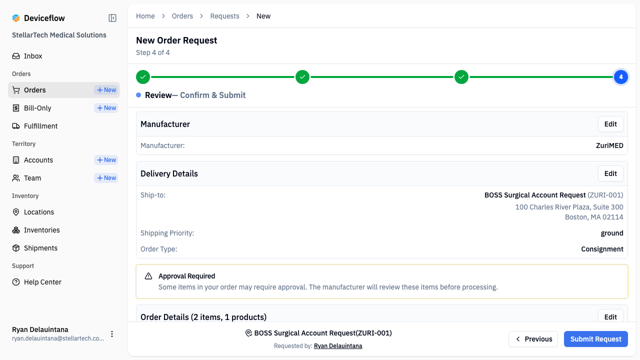 step 06 order request review