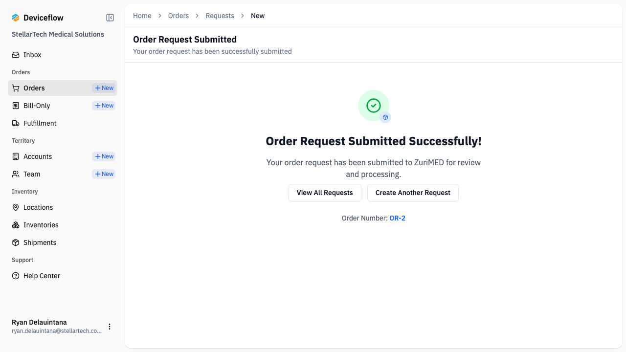 step 06 order request submitted