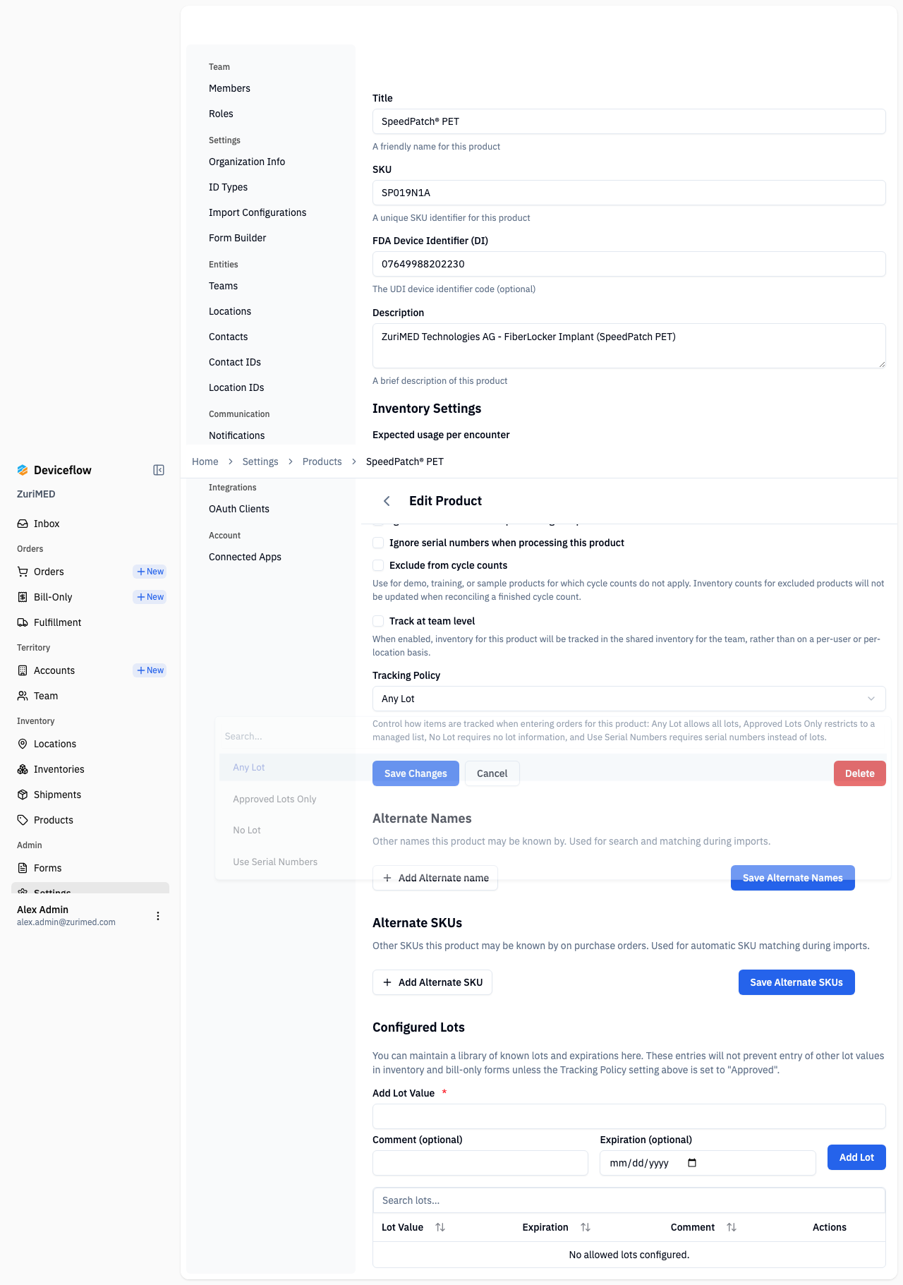 step 03 tracking policy options visible