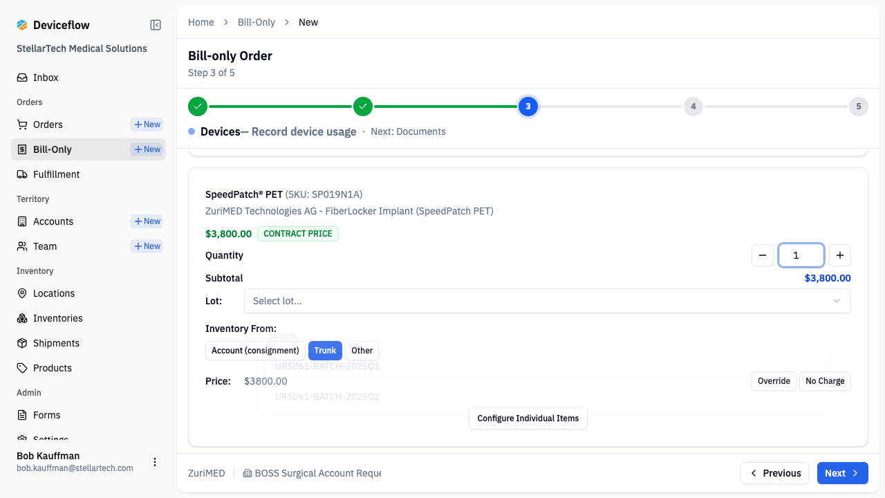 step 07 approved lots dropdown open