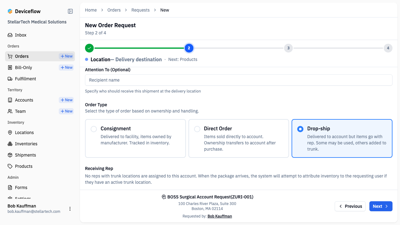 step 03 dropship selected with rep