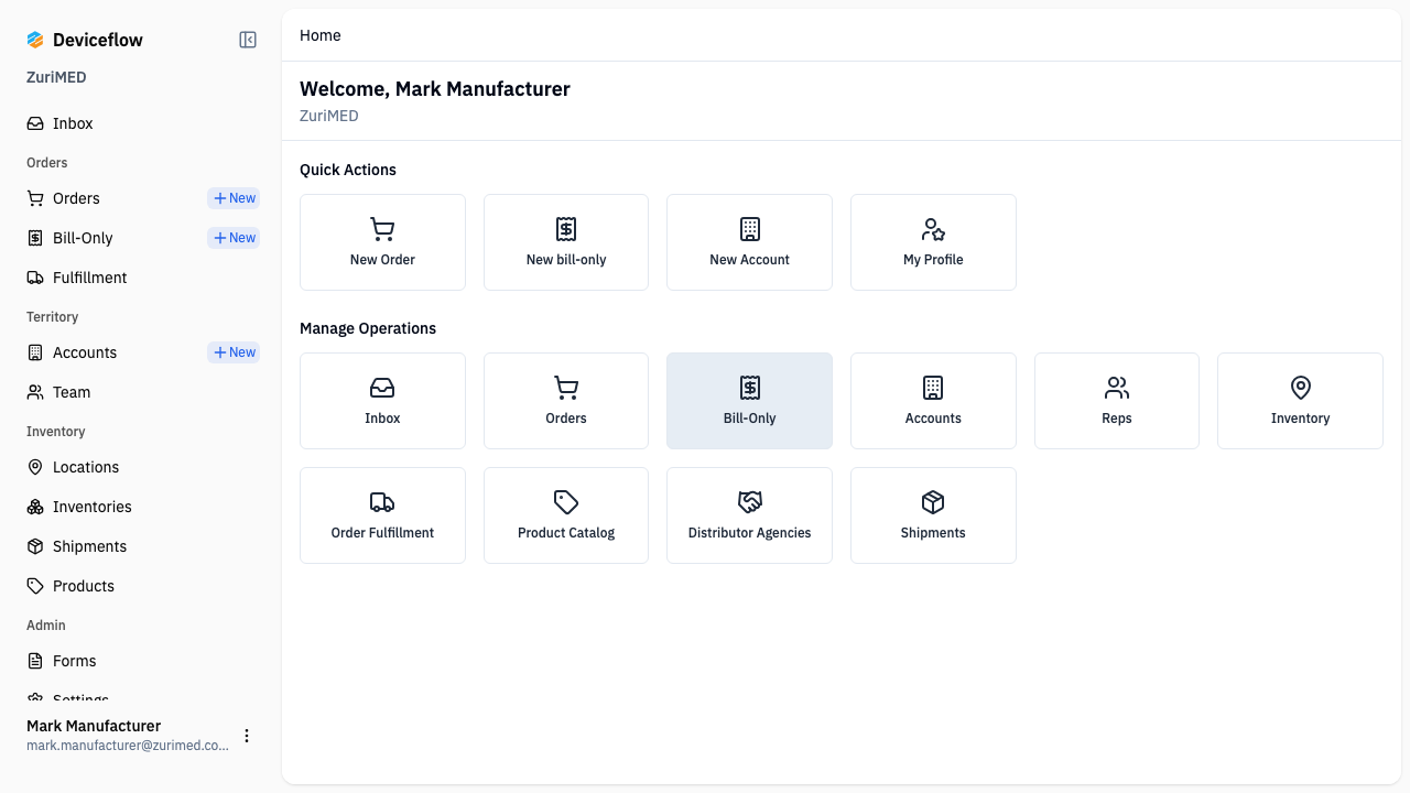 step 01 manufacturer logged in