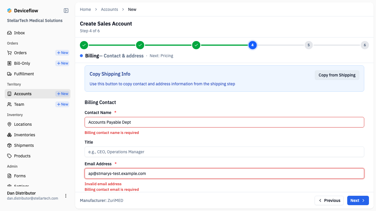 step 05 billing filled