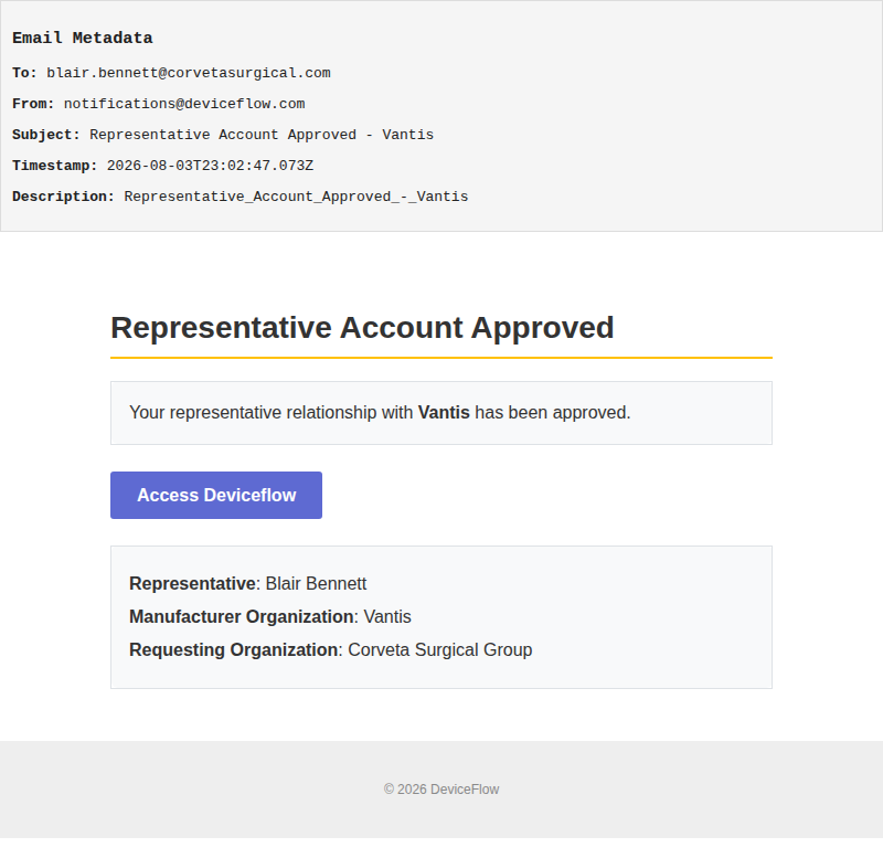 Representative Account Approved - Vantis