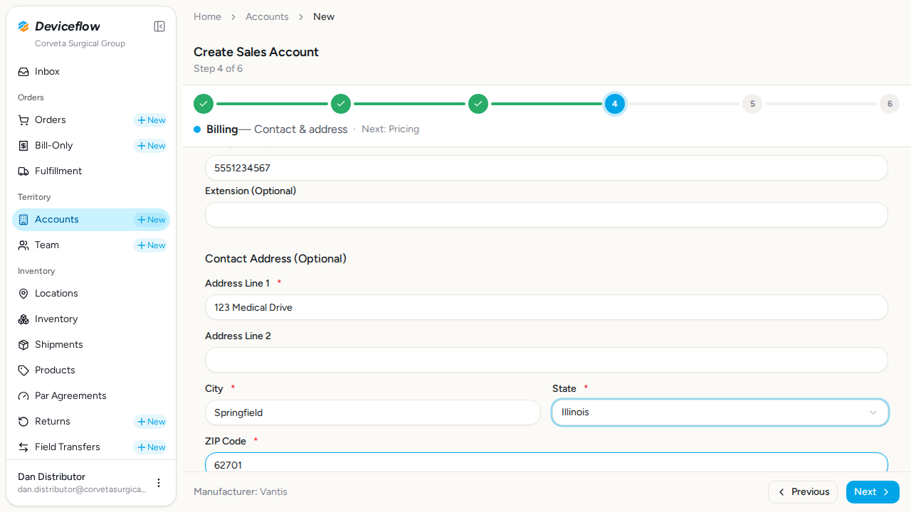 step 06 billing contact filled