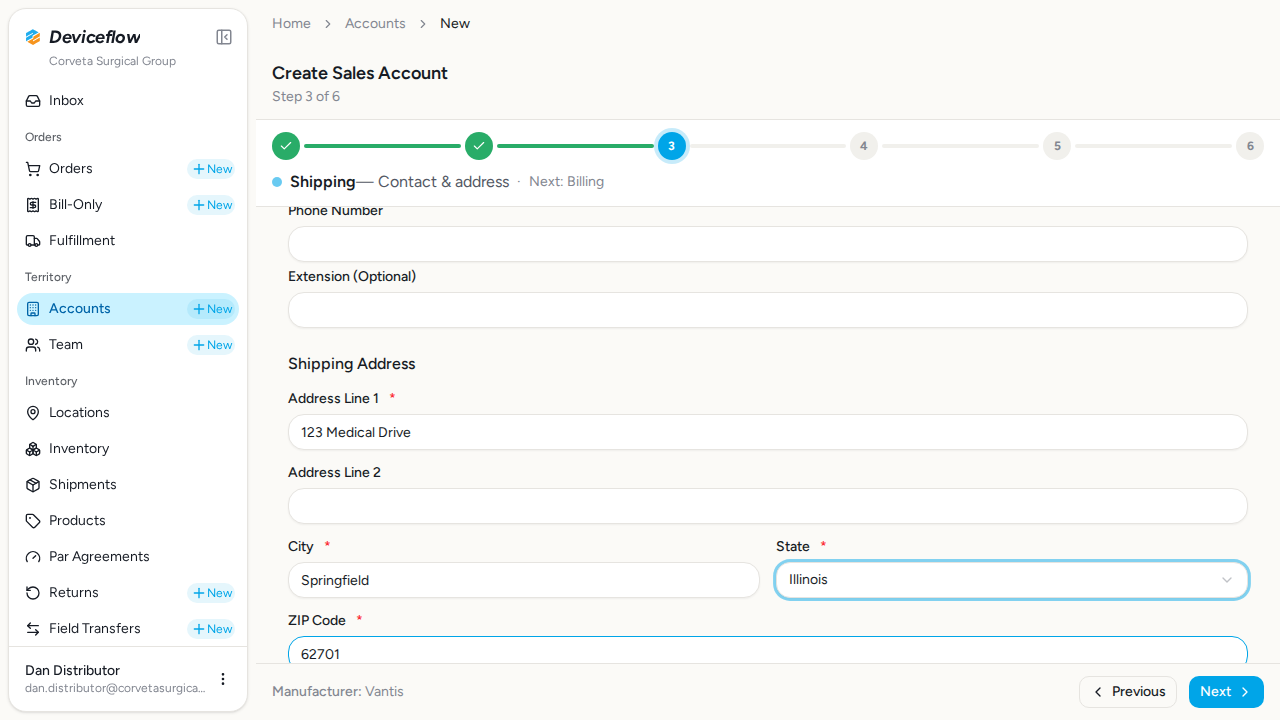 step 06 shipping address filled