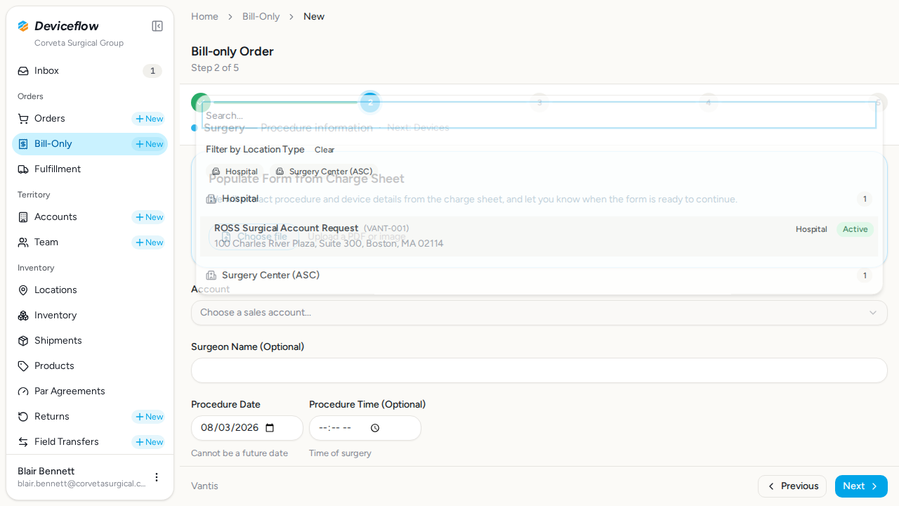step 03 account dropdown open