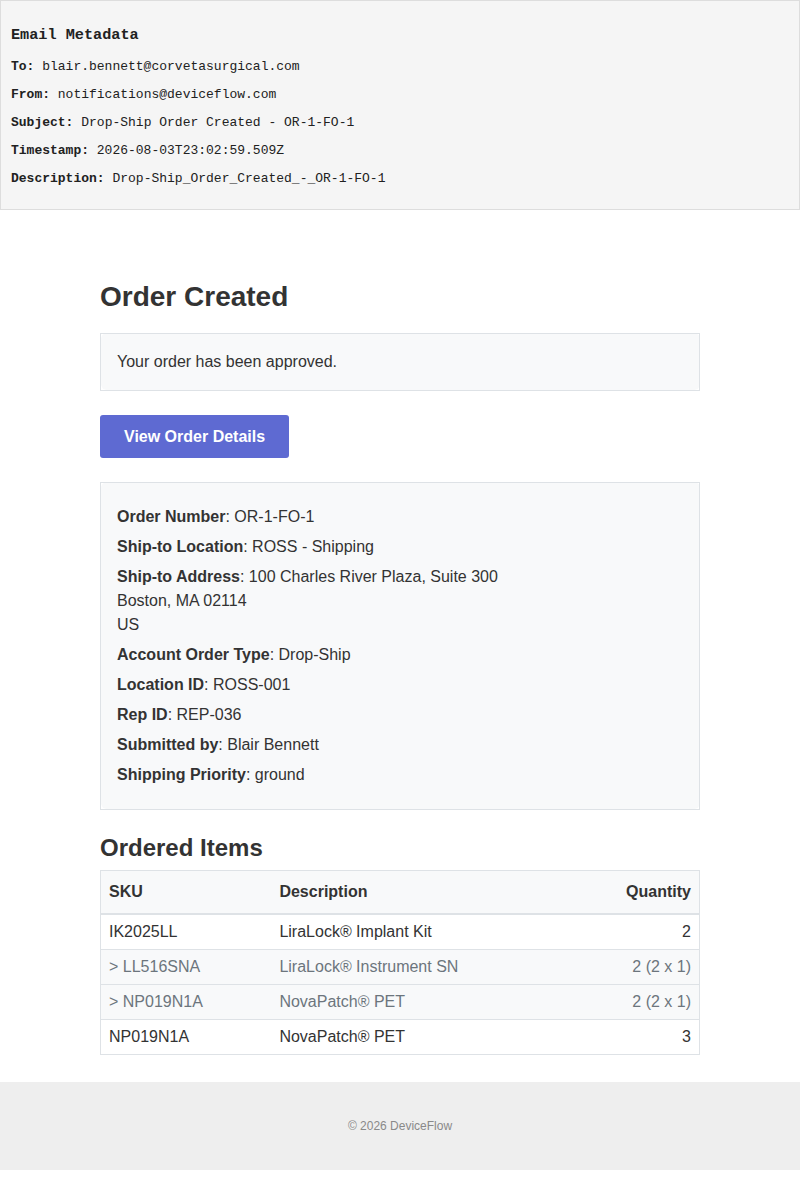 Drop-Ship Order Created - OR-1-FO-1
