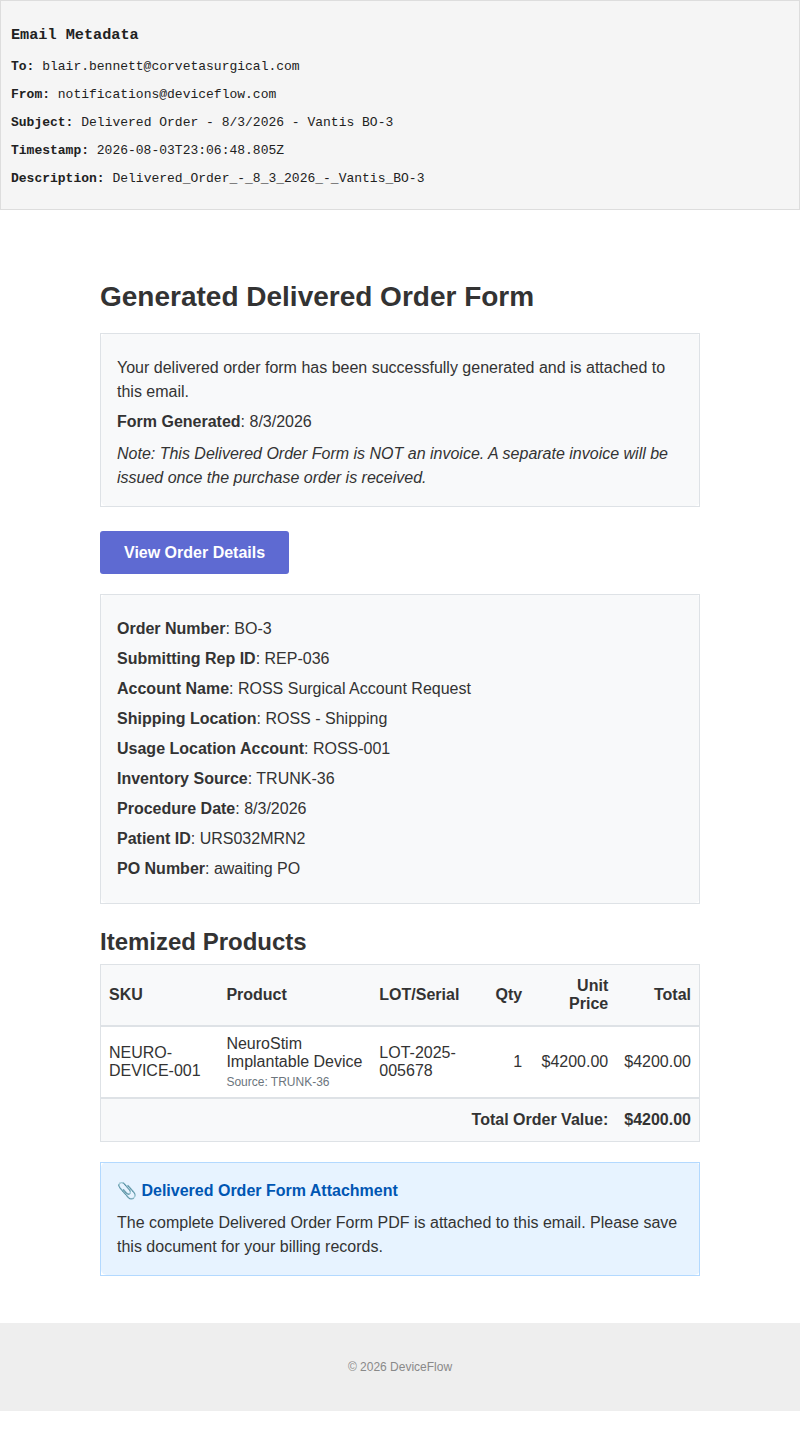 Delivered Order - 8/3/2026 - Vantis BO-3