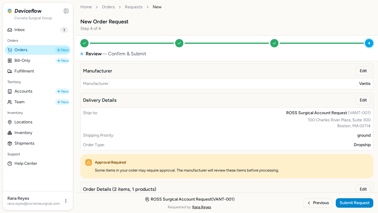 step 06 order request review