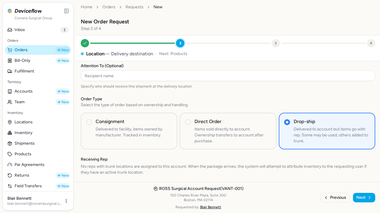 step 03 dropship selected with rep
