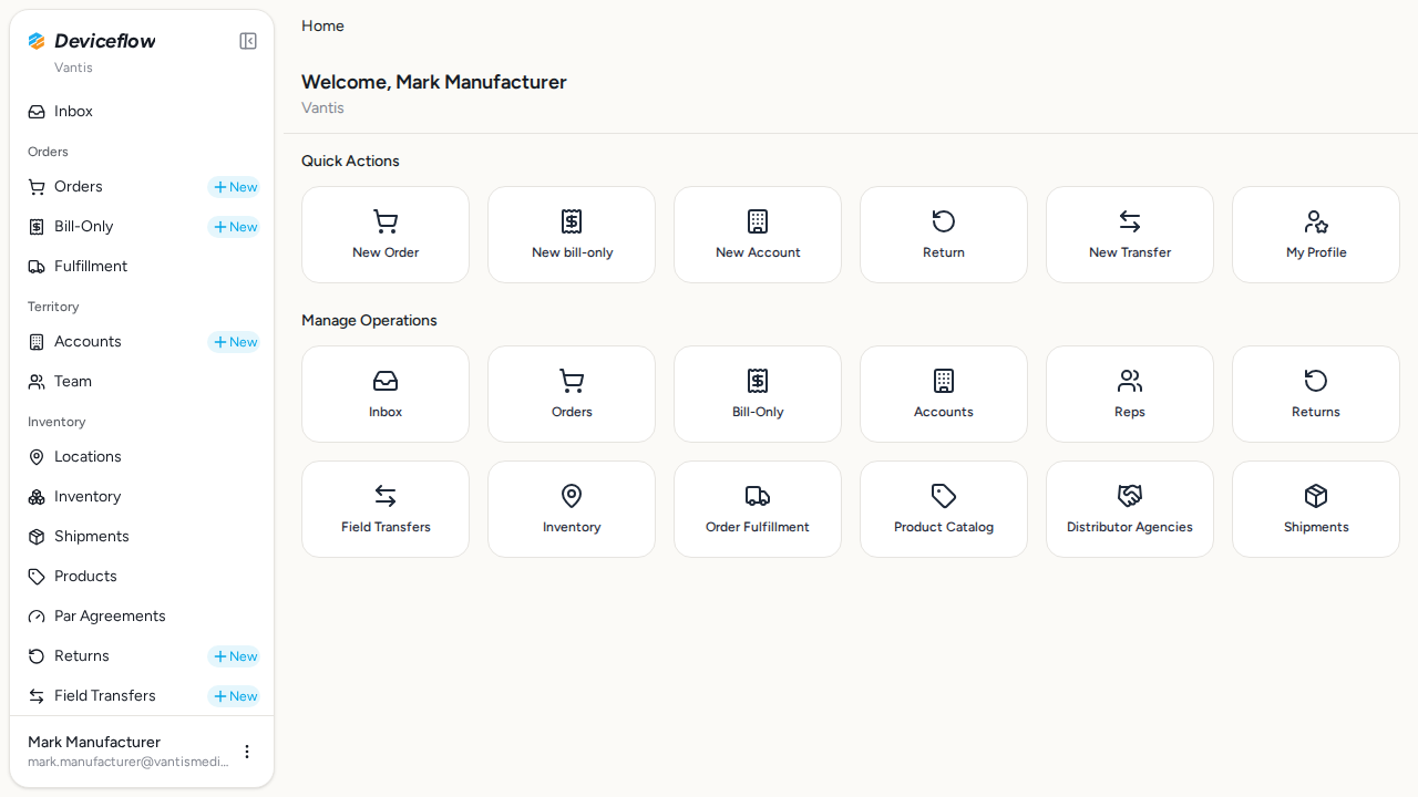 step 01 manufacturer logged in