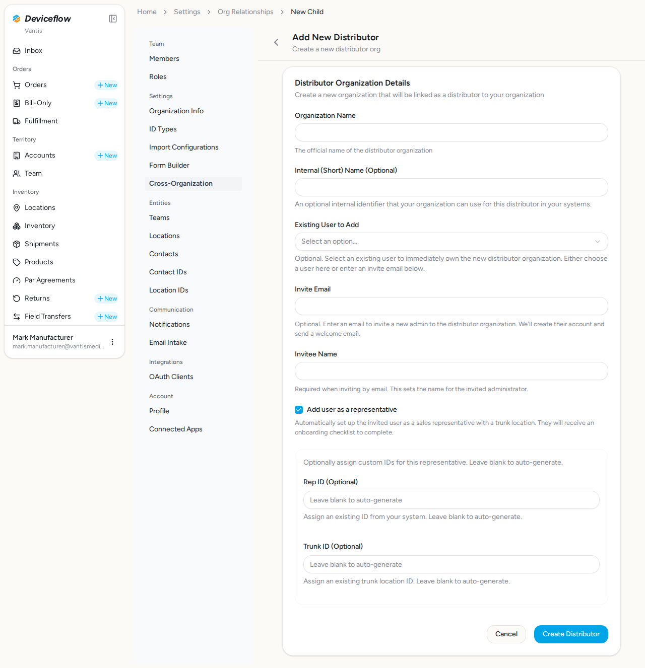 step 04 create distributor form empty