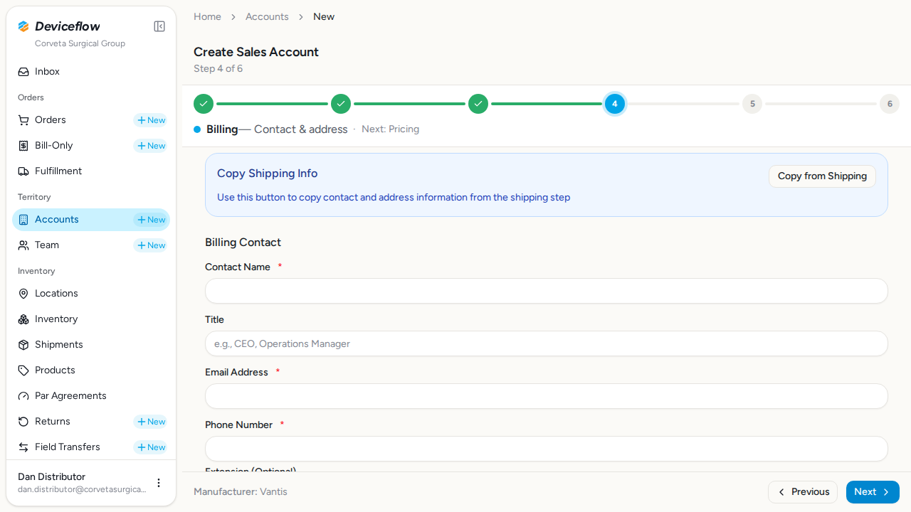 step 05 billing form empty