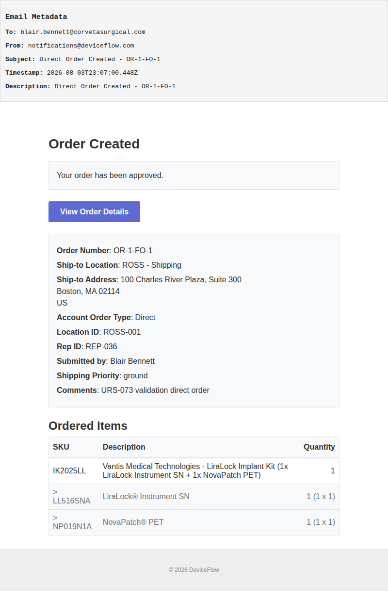 Direct Order Created - OR-1-FO-1