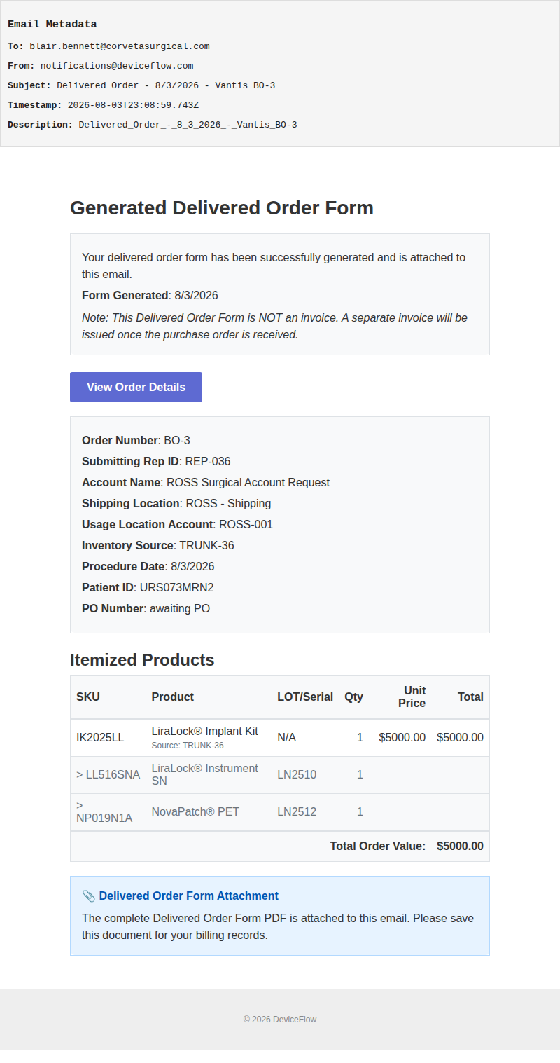 Delivered Order - 8/3/2026 - Vantis BO-3