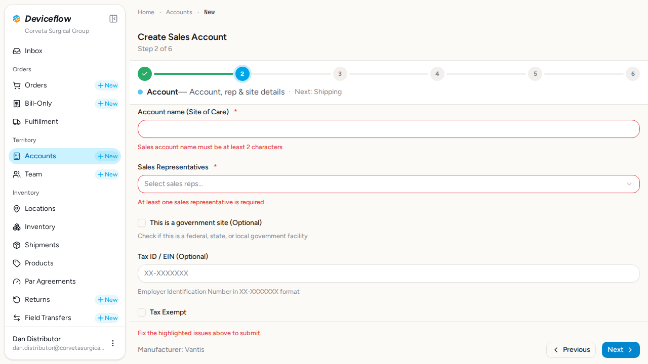 step 03 validation errors step2
