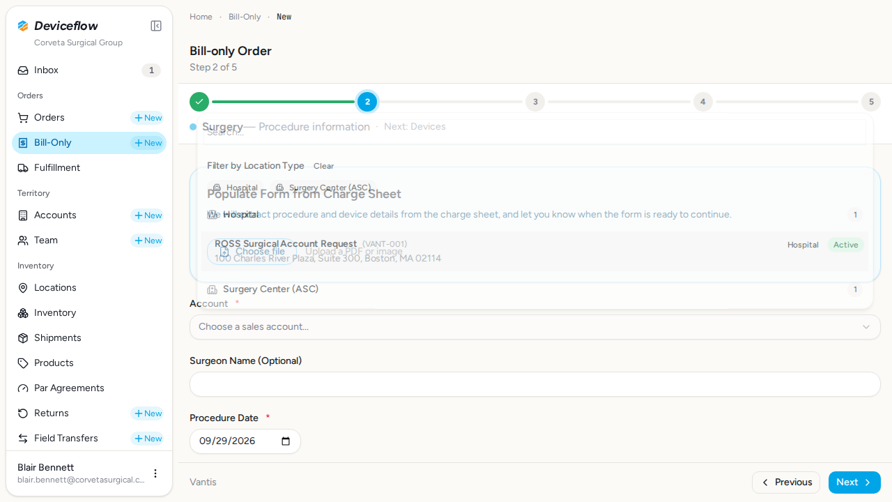 step 03 account dropdown open