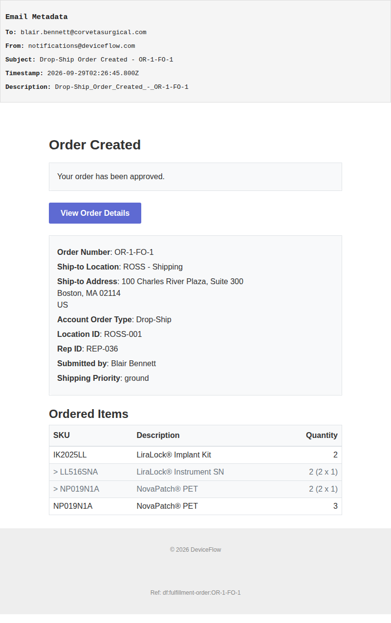Drop-Ship Order Created - OR-1-FO-1