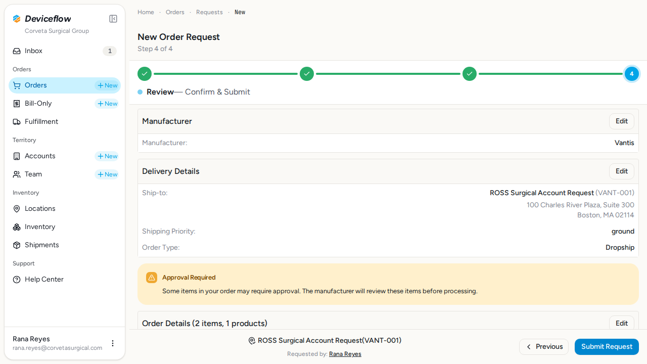 step 06 order request review
