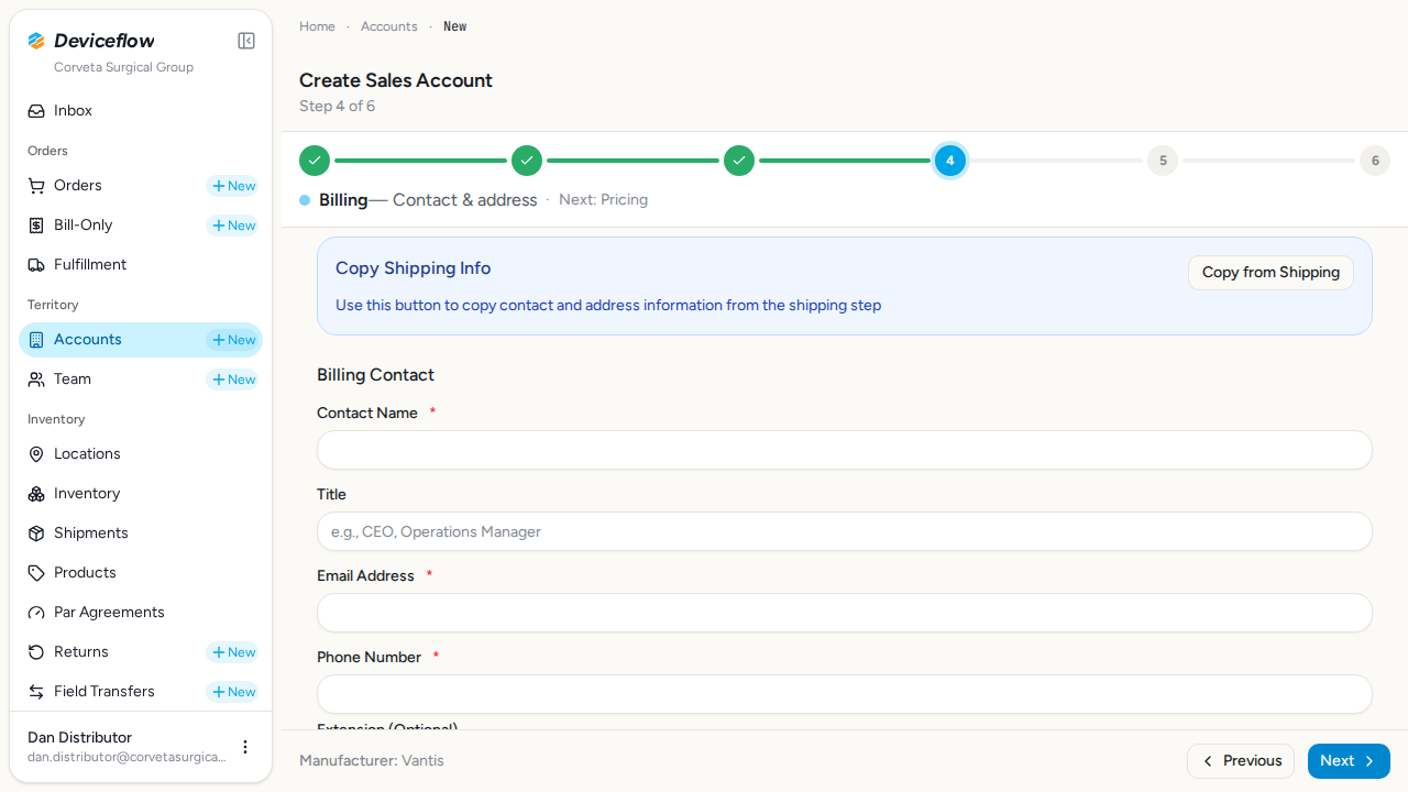 step 05 billing form empty