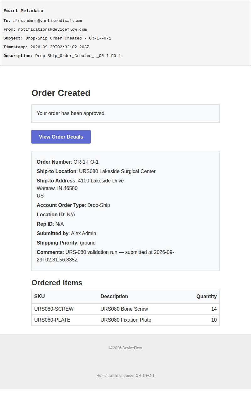 Drop-Ship Order Created - OR-1-FO-1